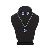 Asfour Creations jewelry Set With Blue Pear Design Inlaid With Zircon In 925 Sterling Silver-SM0039-B