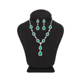 Asfour Creations jewelry Set With Emerald Pear Design Inlaid With Zircon In 925 Sterling Silver-SM0040-WG