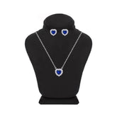 Asfour Creations Jewelry Set With Blue Heart Design Inlaid With Zircon In 925 Sterling Silver-SM0043-B
