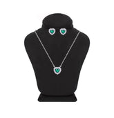 Asfour Creations Jewelry Set With Emerald Heart Design Inlaid With Zircon In 925 Sterling Silver-SM0043-G