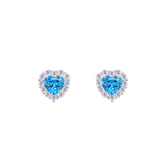Asfour Creations Jewelry Set With Aquamarine Heart Design Inlaid With Zircon In 925 Sterling Silver-SM0043-M