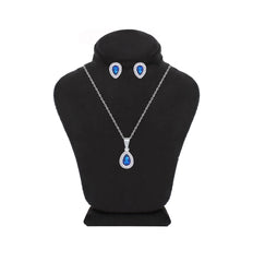 Asfour Creations Jewelry Set With Blue Pear Design Inlaid With Zircon In 925 Sterling Silver-SM0044-BXN