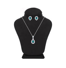 Asfour Creations Jewelry Set With Emerald Pear Design Inlaid With Zircon In 925 Sterling Silver-SM0044-Z