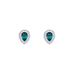 Asfour Creations Jewelry Set With Emerald Pear Design Inlaid With Zircon In 925 Sterling Silver-SM0044-Z