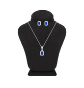 Asfour Creations Jewelry Set With Blue Emerald Design Inlaid With Zircon In 925 Sterling Silver-SM0049-B