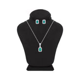 Asfour Creations Jewelry Set With Emerald Design Inlaid With Zircon In 925 Sterling Silver-SM0049-G