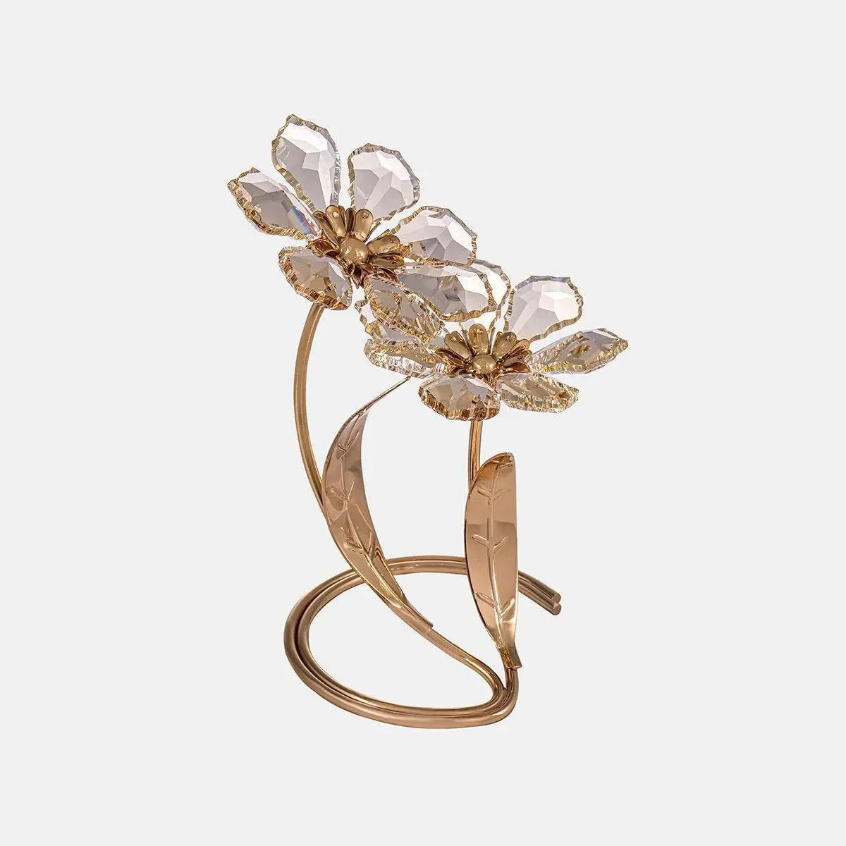 2 Roses Crystal With Golden Shadow