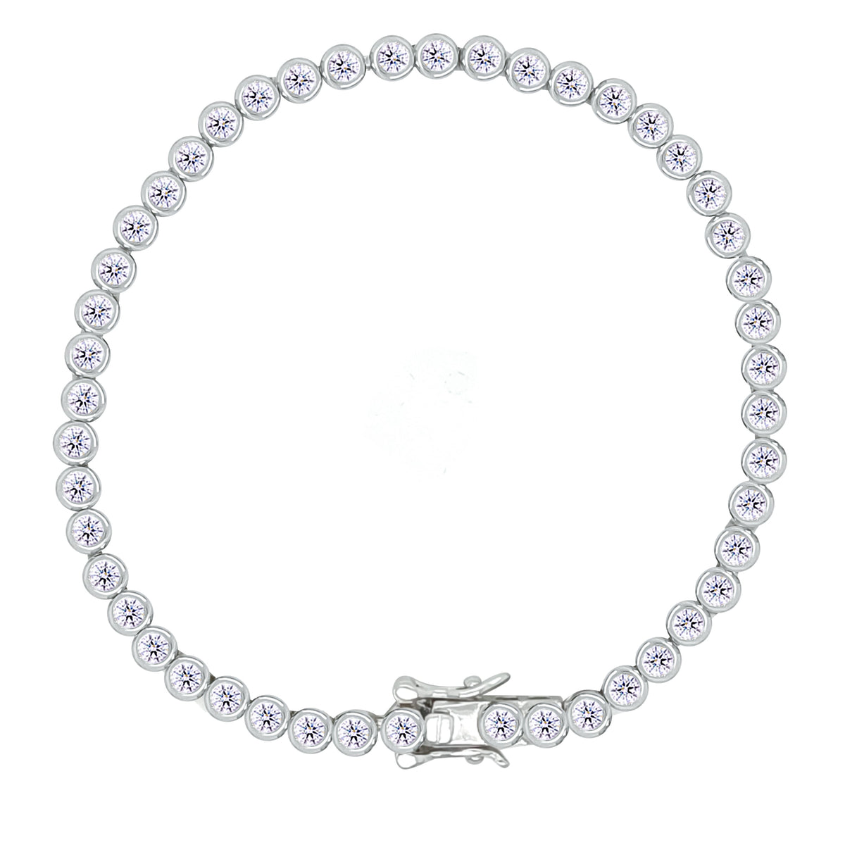 Asfour Creations Tennis Bracelet With Round Stones In 925 Sterling Silver-BD0284