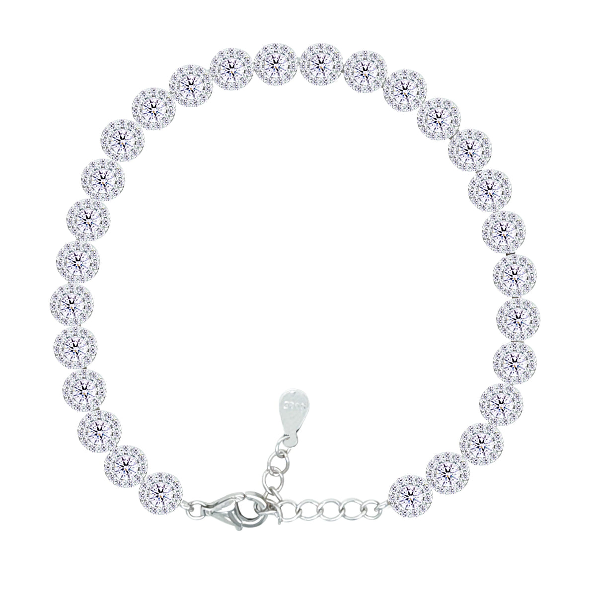 Asfour Creations Tennis Bracelet With Round Stones In 925 Sterling Silver-BD0285