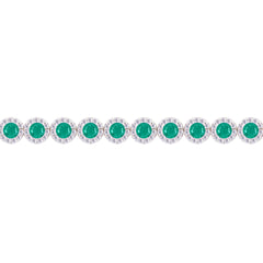 Asfour Creations Tennis Bracelet With Turquoise Pear & Emerald Zircon In 925 Sterling Silver