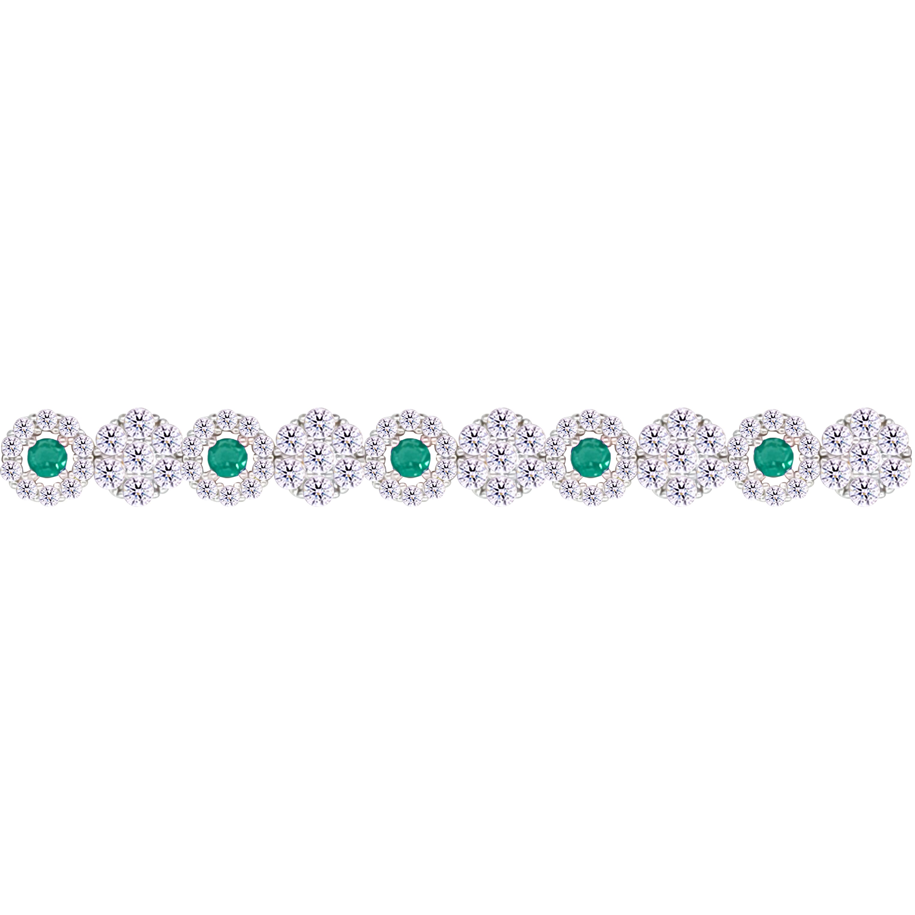 Asfour Creations Tennis Bracelet With Turquoise Pear & Emerald Zircon In 925 Sterling Silver