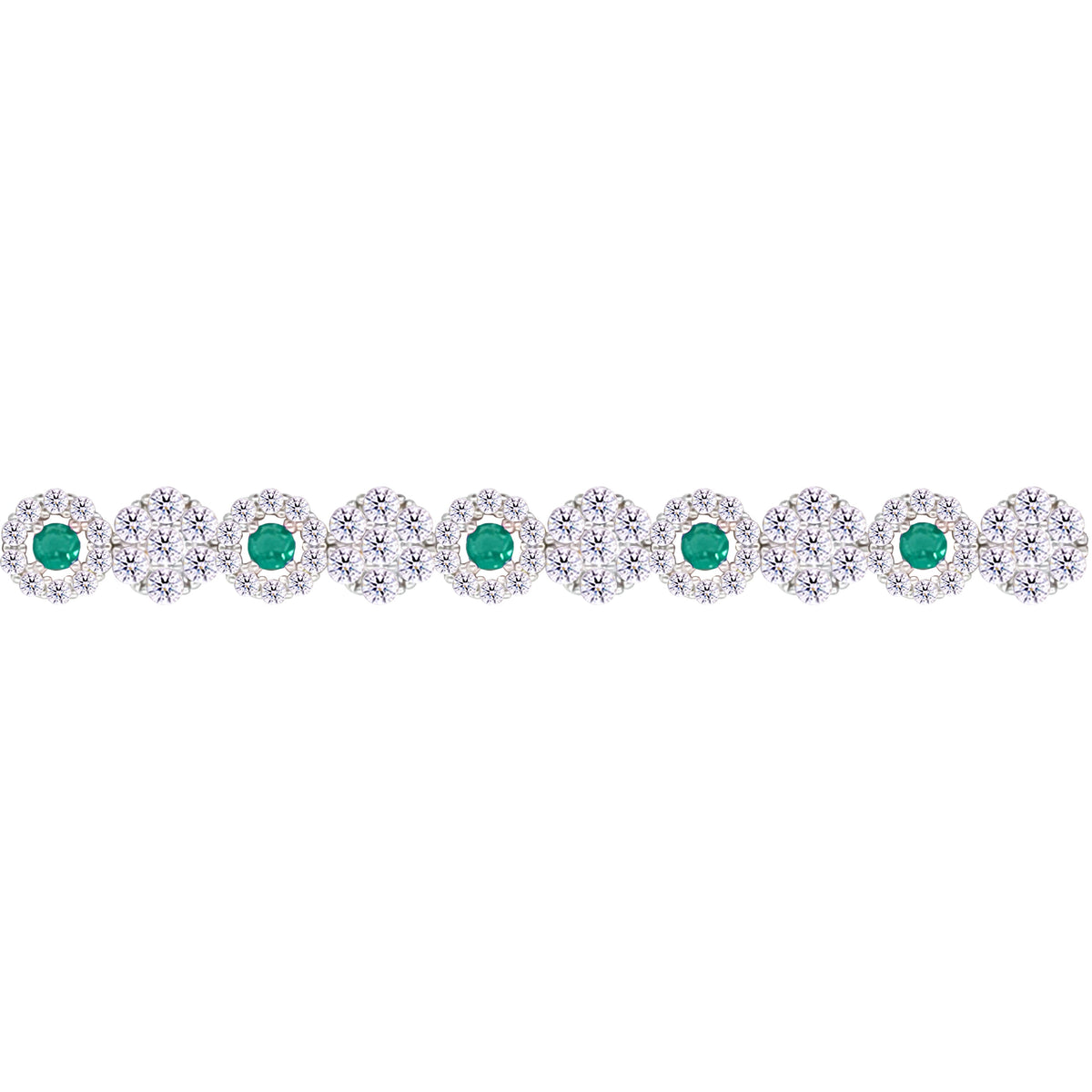 Asfour Creations Tennis Bracelet With Turquoise Pear & Emerald Zircon In 925 Sterling Silver