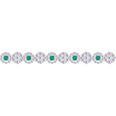 Asfour Creations Tennis Bracelet With Turquoise Pear & Emerald Zircon In 925 Sterling Silver