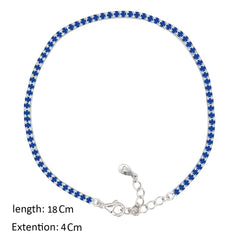 Asfour Creations Tennis Bracelet With Blue Round Zircon In 925 Sterling Silver-BM0133-B
