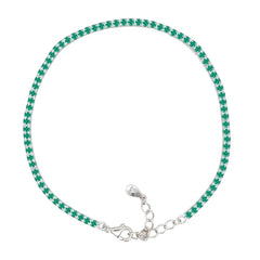 Asfour Creations Tennis Bracelet With Turquoise Pear & Emerald Zircon In 925 Sterling Silver