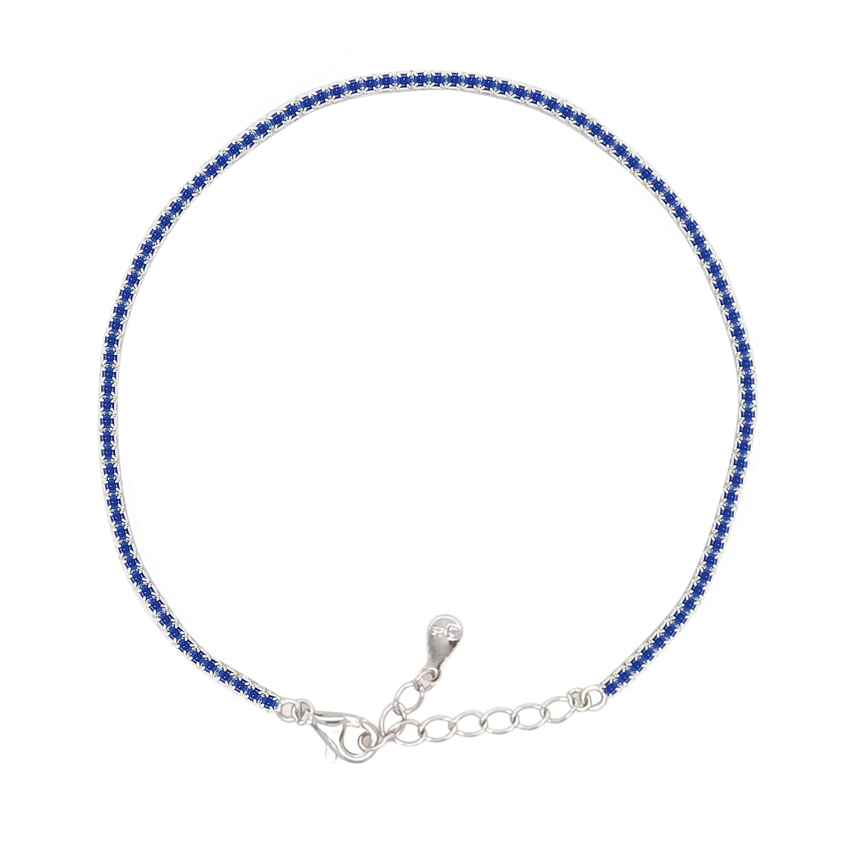 Asfour Creations Tennis Bracelet With Turquoise Pear & Emerald Zircon In 925 Sterling Silver