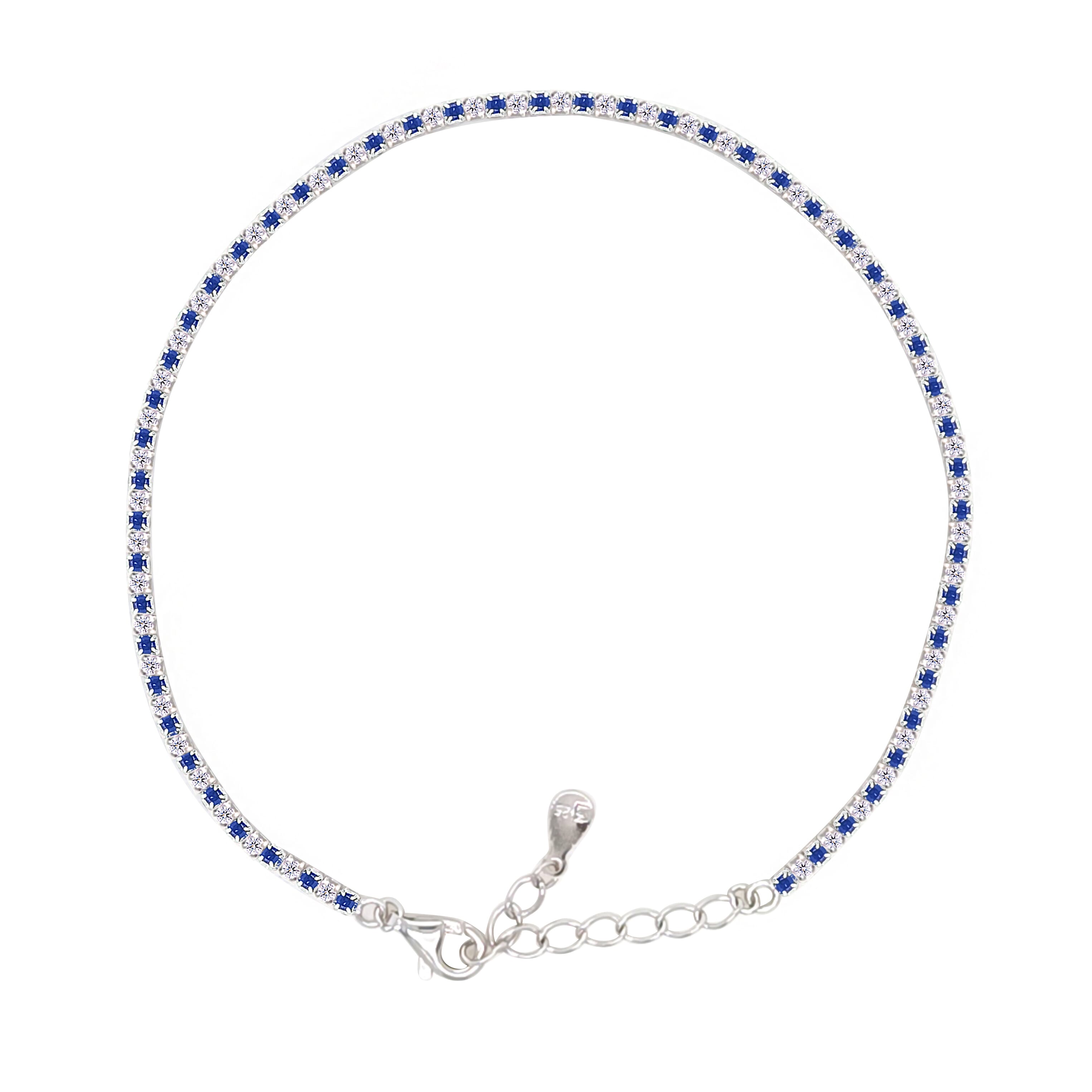 Asfour Creations Tennis Bracelet With Turquoise Pear & Emerald Zircon In 925 Sterling Silver