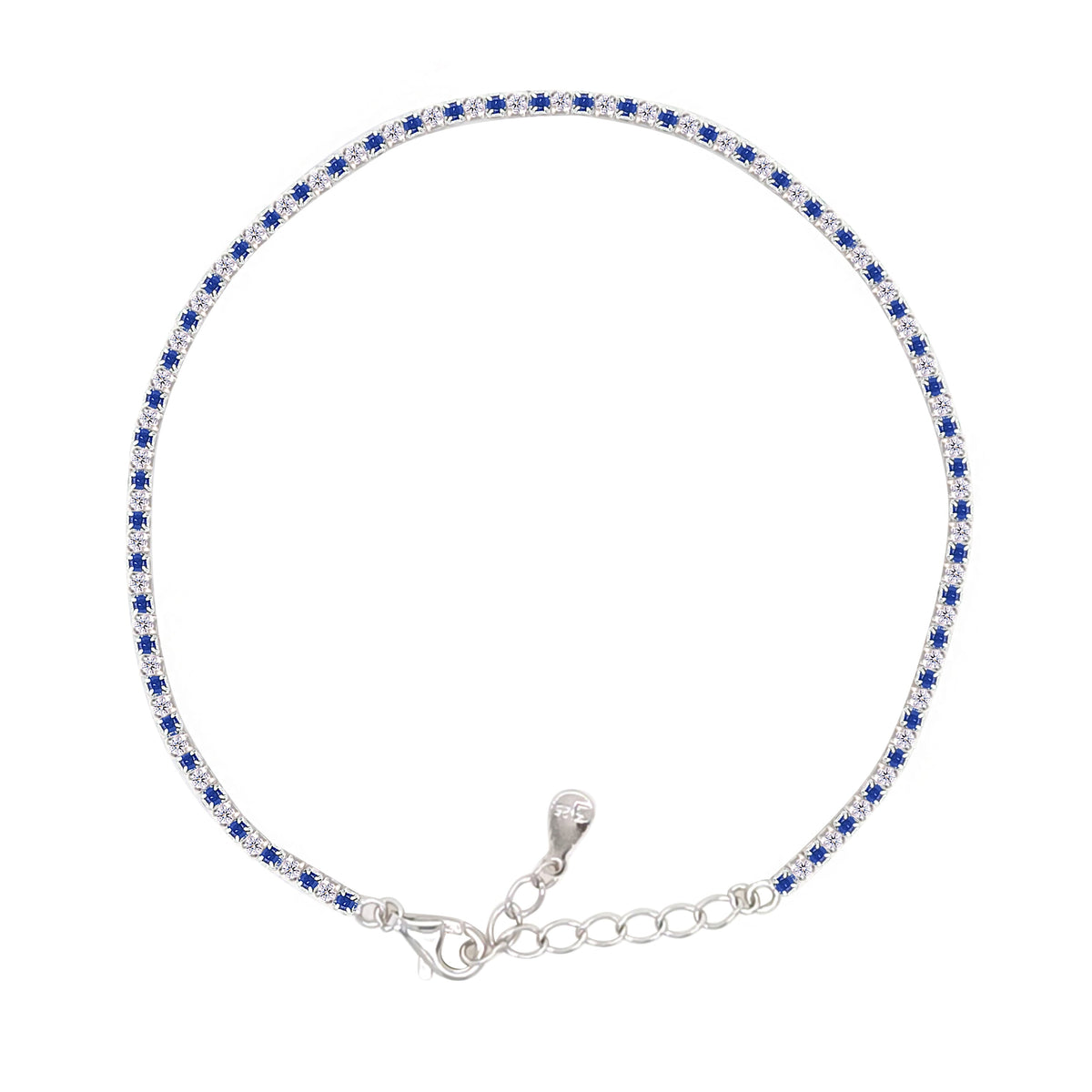 Asfour Creations Tennis Bracelet With Turquoise Pear & Emerald Zircon In 925 Sterling Silver