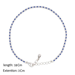 Asfour Creations Tennis Bracelet With Blue & Clear Round Design In 925 Sterling Silver-BM0134-WB