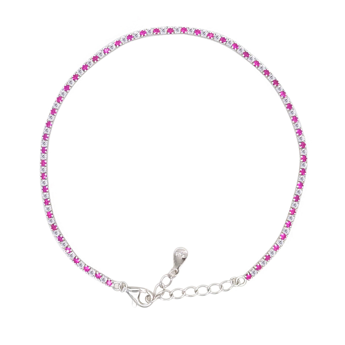 Asfour Creations Tennis Bracelet With Turquoise Pear & Emerald Zircon In 925 Sterling Silver