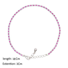 Asfour Creations Tennis Bracelet With Fuchsia & Clear Round Design In 925 Sterling Silver-BM0134-WF