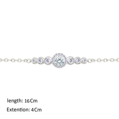 Asfour Creations Chain Bracelet With Zircon Round Design In 925 Sterling Silver-BM0154