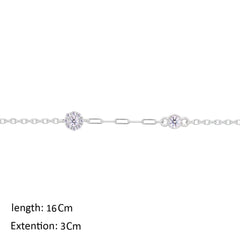 Asfour Creations Chain Bracelet With Round Zircon Stones In 925 Sterling Silver-BM0160