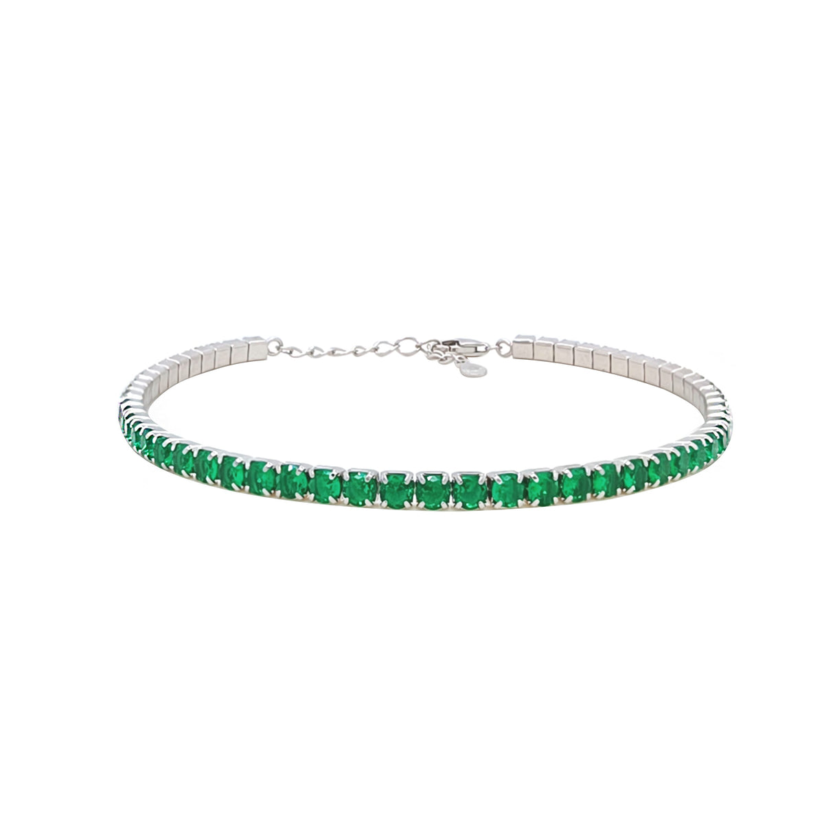 Asfour Creations Tennis Bracelet With Turquoise Pear & Emerald Zircon In 925 Sterling Silver