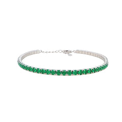 Asfour Creations Tennis Bracelet With Turquoise Pear & Emerald Zircon In 925 Sterling Silver