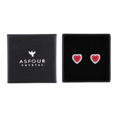 Asfour Creations Stud Earrings With Ruby Heart Design In 925 Sterling Silver-EM0131-R
