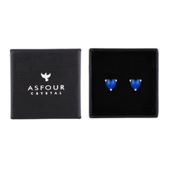 Asfour Creations Stud Earrings With Blue Heart Stone In 925 Sterling Silver-EM0132-B