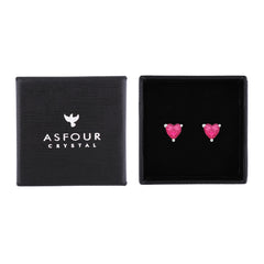 Asfour Creations Stud Earrings With Dark Rose Heart Stone In 925 Sterling Silver-EM0132-O5