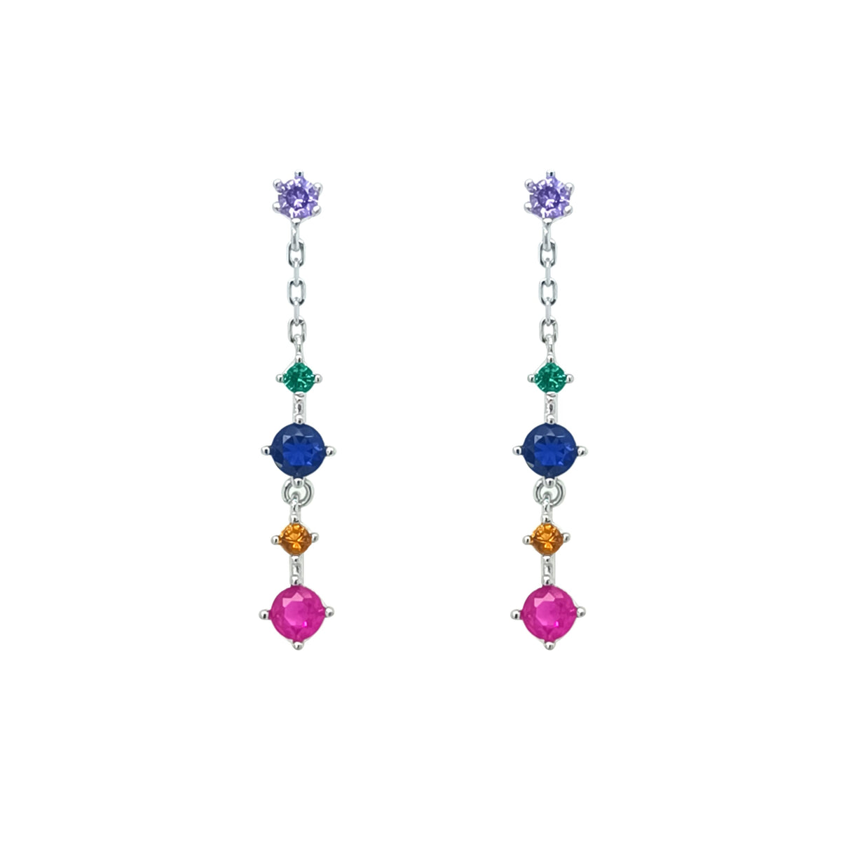 Asfour Creations Hoop Earrings With Halo Turquoise Round Stone In 925 Sterling Silver-ED0124-GC