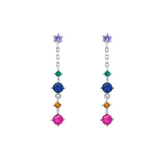 Asfour Creations Hoop Earrings With Halo Turquoise Round Stone In 925 Sterling Silver-ED0124-GC