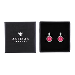 Asfour Creations Latch Back Earring With Ruby Round Zircon In 925 Sterling Silver-EM0150-R