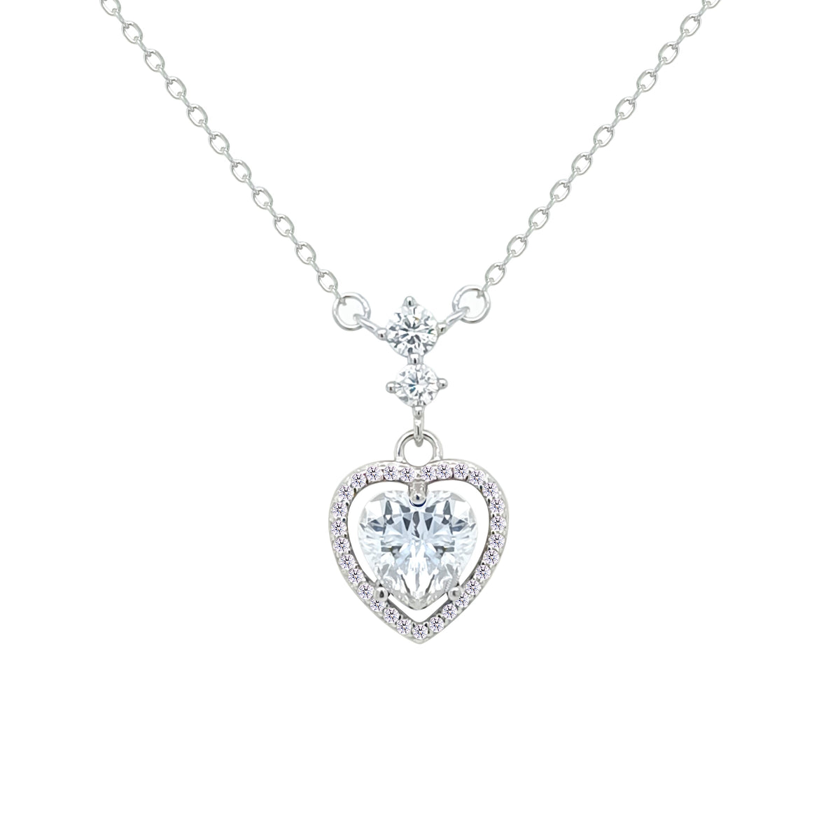 Asfour Creations Chain Necklace With Heart Pendant In 925 Sterling Silver-NM0073