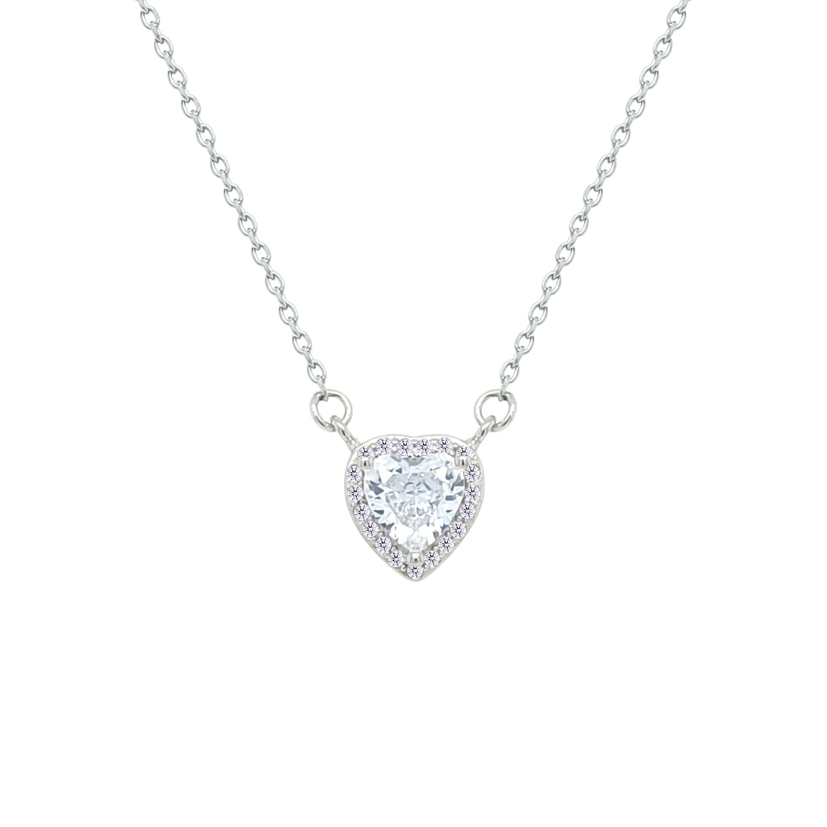 Asfour Creations Chain Necklace With Heart Pendant In 925 Sterling Silver-NM0089