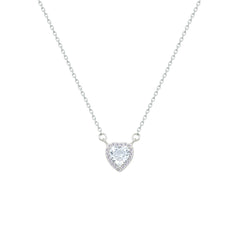 Asfour Creations Chain Necklace With Heart Pendant In 925 Sterling Silver-NM0089