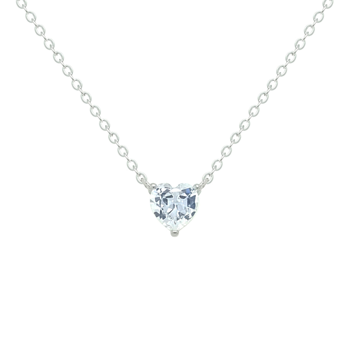 Asfour Creations Chain Necklace With Heart Pendant In 925 Sterling Silver-NM0090