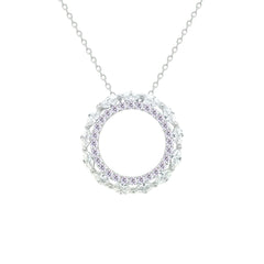 Asfour Creations Chain Necklace With Hollow Round Pendant In 925 Sterling Silver-NM0096