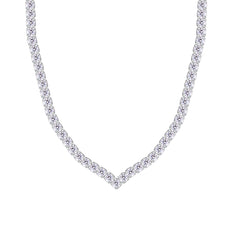 Asfour Creations Chain Tennis Necklace Inlaid With Round Zircon In 925 Sterling Silver-NM0100