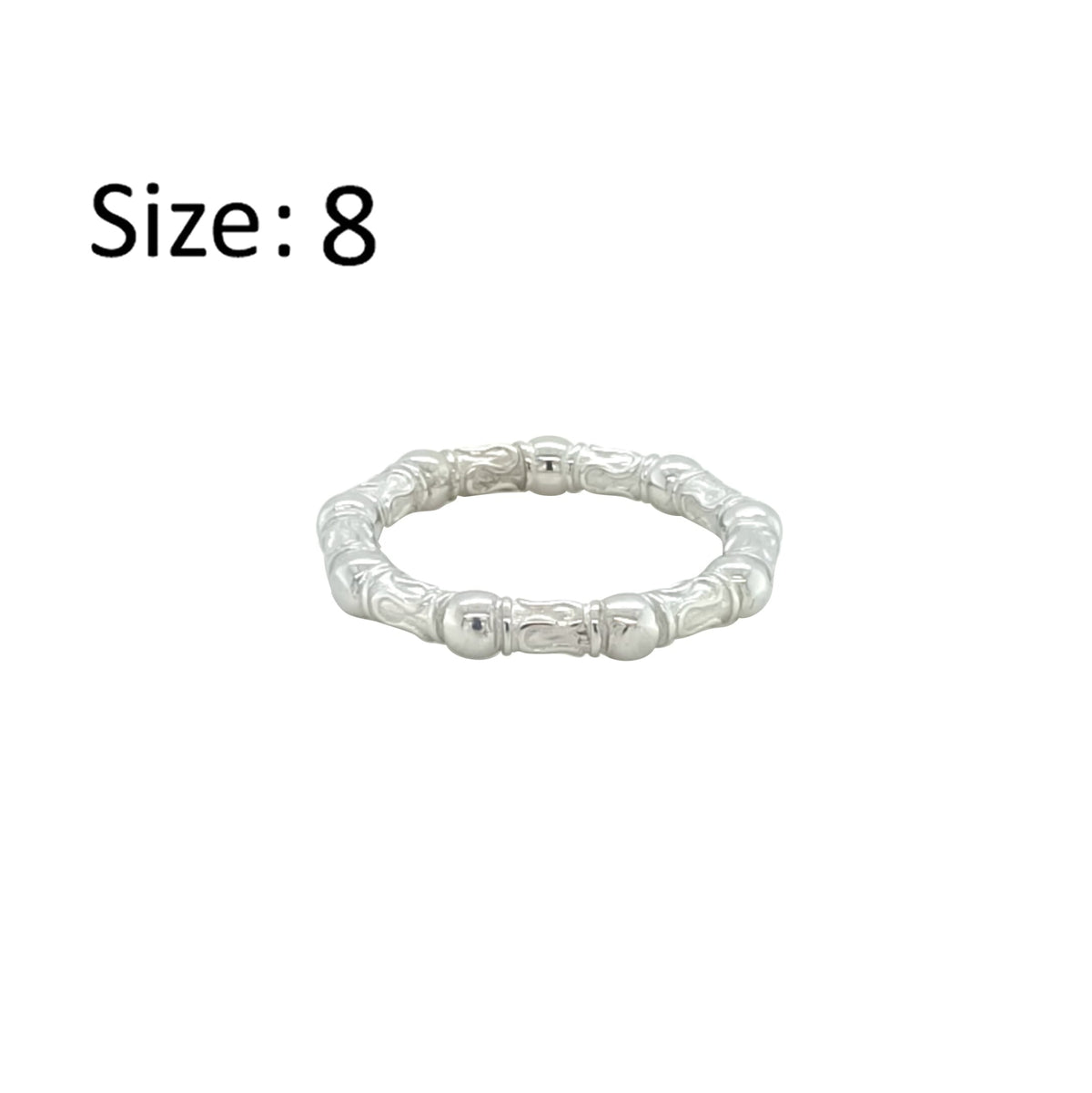 Asfour Creations Band Ring With Art Deco Design In 925 Sterling Silver-RD0195-8