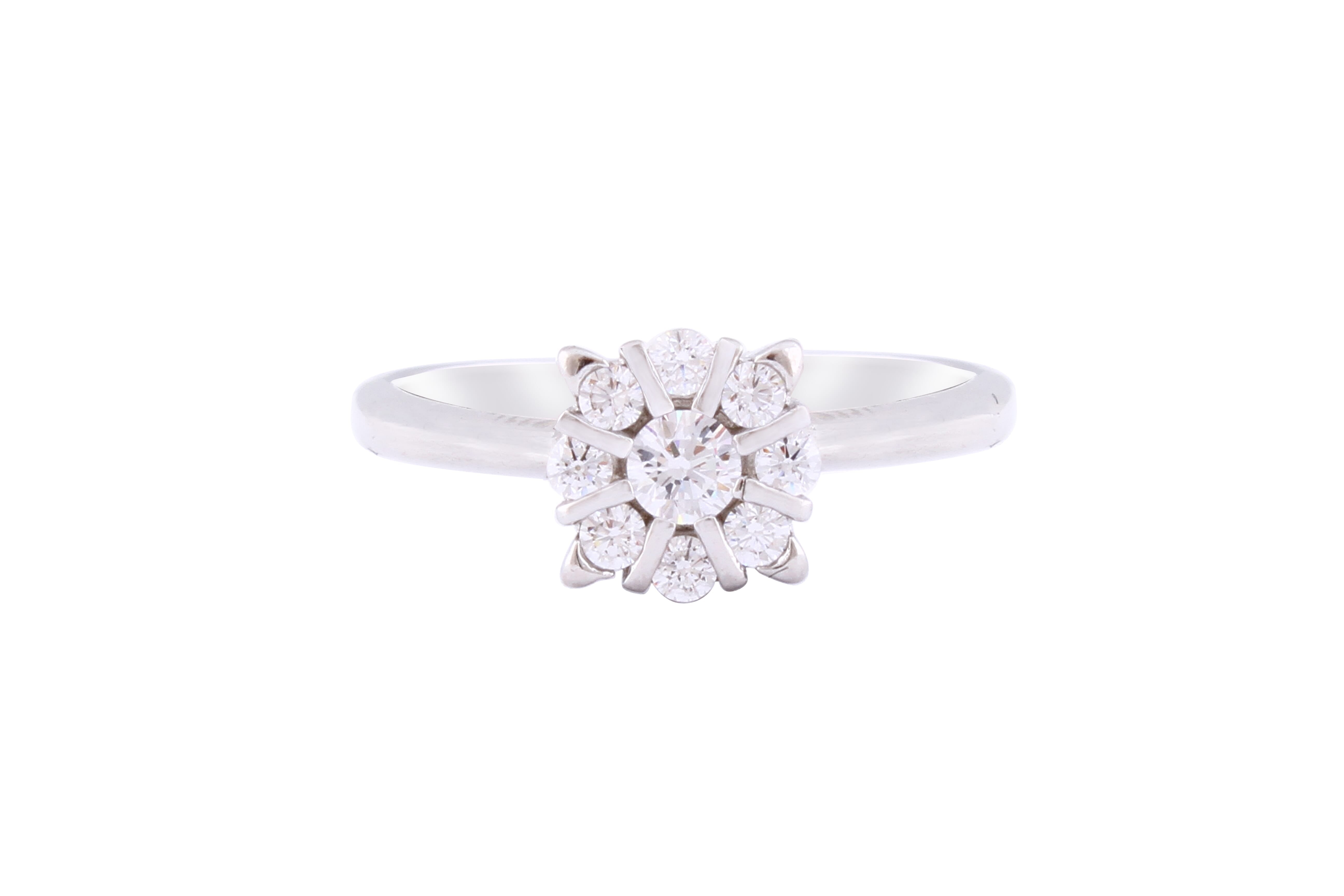 Asfour Creations Halo Floral Ring Inlaid With Round Zircon Stones In 925 Sterling Silver RM0017-8