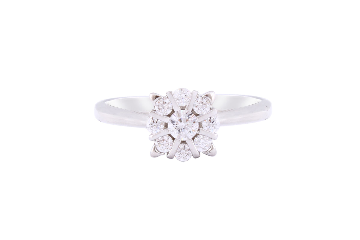 Asfour Creations Halo Floral Ring Inlaid With Round Zircon Stones In 925 Sterling Silver RM0017-8