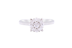 Asfour Creations Halo Floral Ring Inlaid With Round Zircon Stones In 925 Sterling Silver RM0017-8