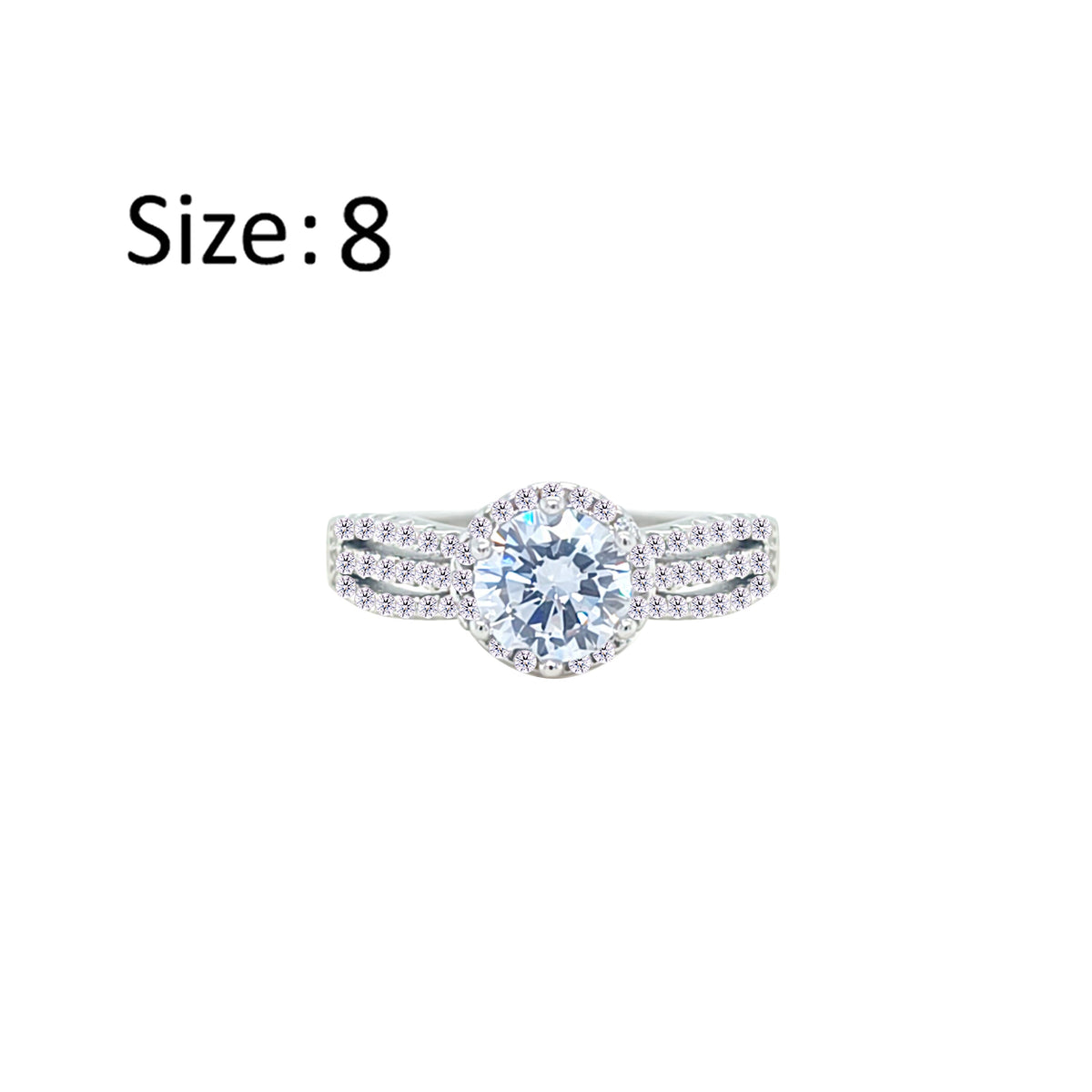 Asfour Creations Fashion Ring With Round Design Inlaid With Zircon In 925 Sterling Silver-RM0112-8