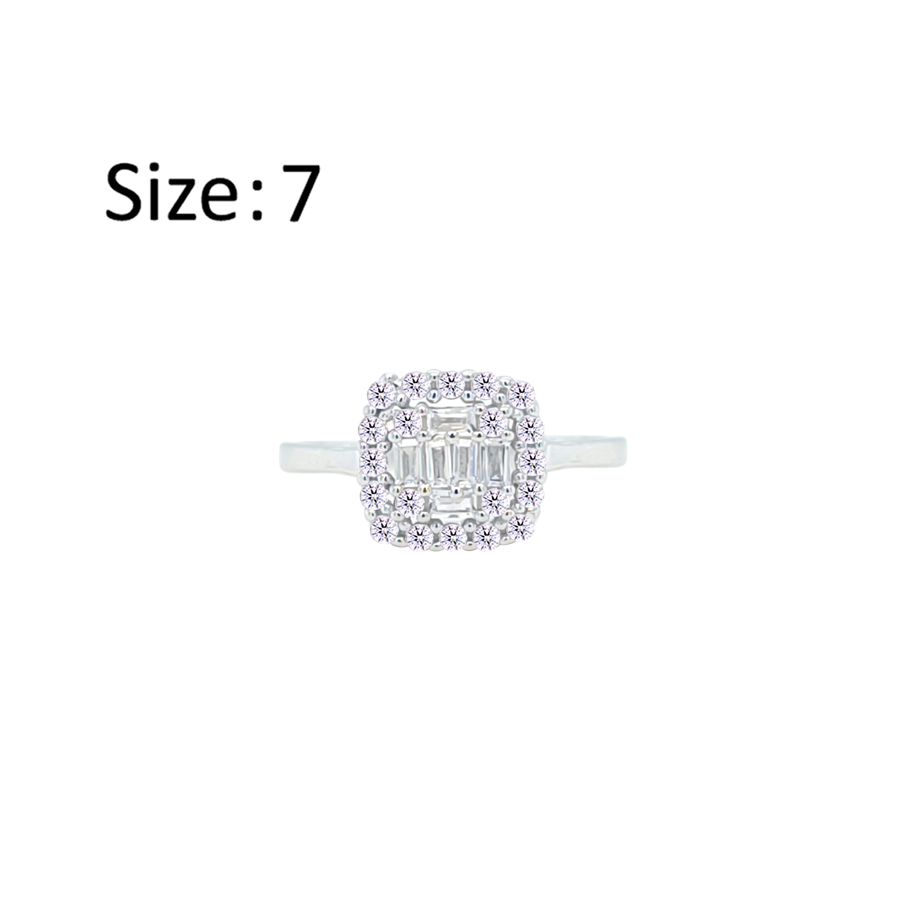 Asfour Creations Drew Ring With Square Design Inlaid With Zircon In 925 Sterling Silver-RM0122-7