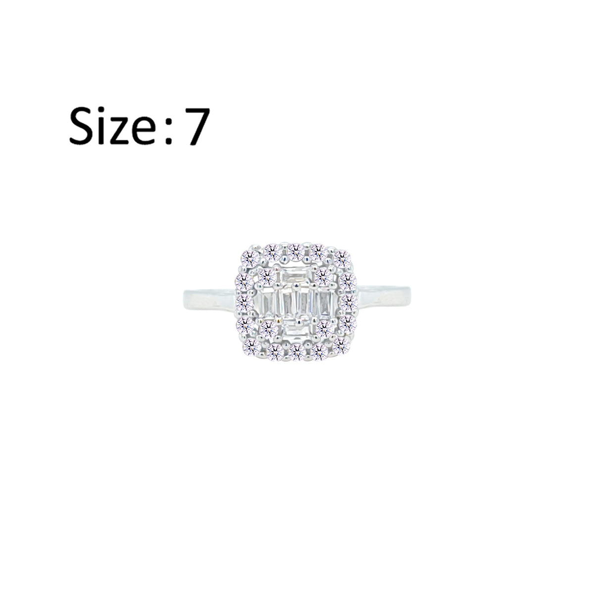 Asfour Creations Drew Ring With Square Design Inlaid With Zircon In 925 Sterling Silver-RM0122-7