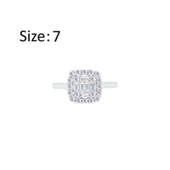 Asfour Creations Drew Ring With Square Design Inlaid With Zircon In 925 Sterling Silver-RM0122-7