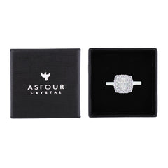 Asfour Creations Drew Ring With Square Design Inlaid With Zircon In 925 Sterling Silver-RM0122-7